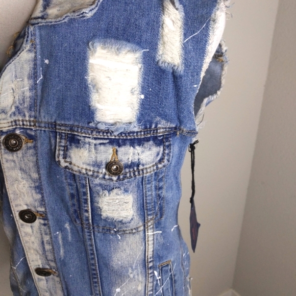 Brooklyn Cloth Distressed Denim Vest Jacket Grunge - Picture 4 of 9